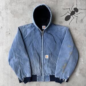 Carhartt blue hooded work wear jacket